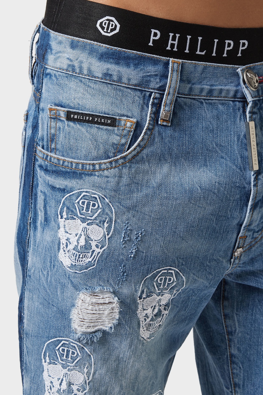 фото Джинсовые шорты с вышивкой Philipp plein