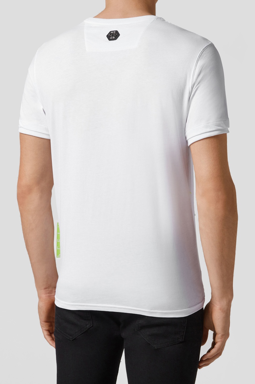 фото Белая футболка с разноцветным принтом Philipp plein