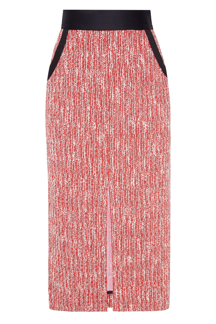 фото Твидовая юбка-карандаш с разрезом maje