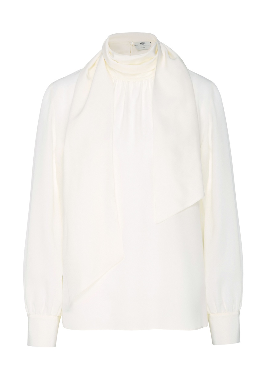 Крепдешиновая блуза с воротником аскот