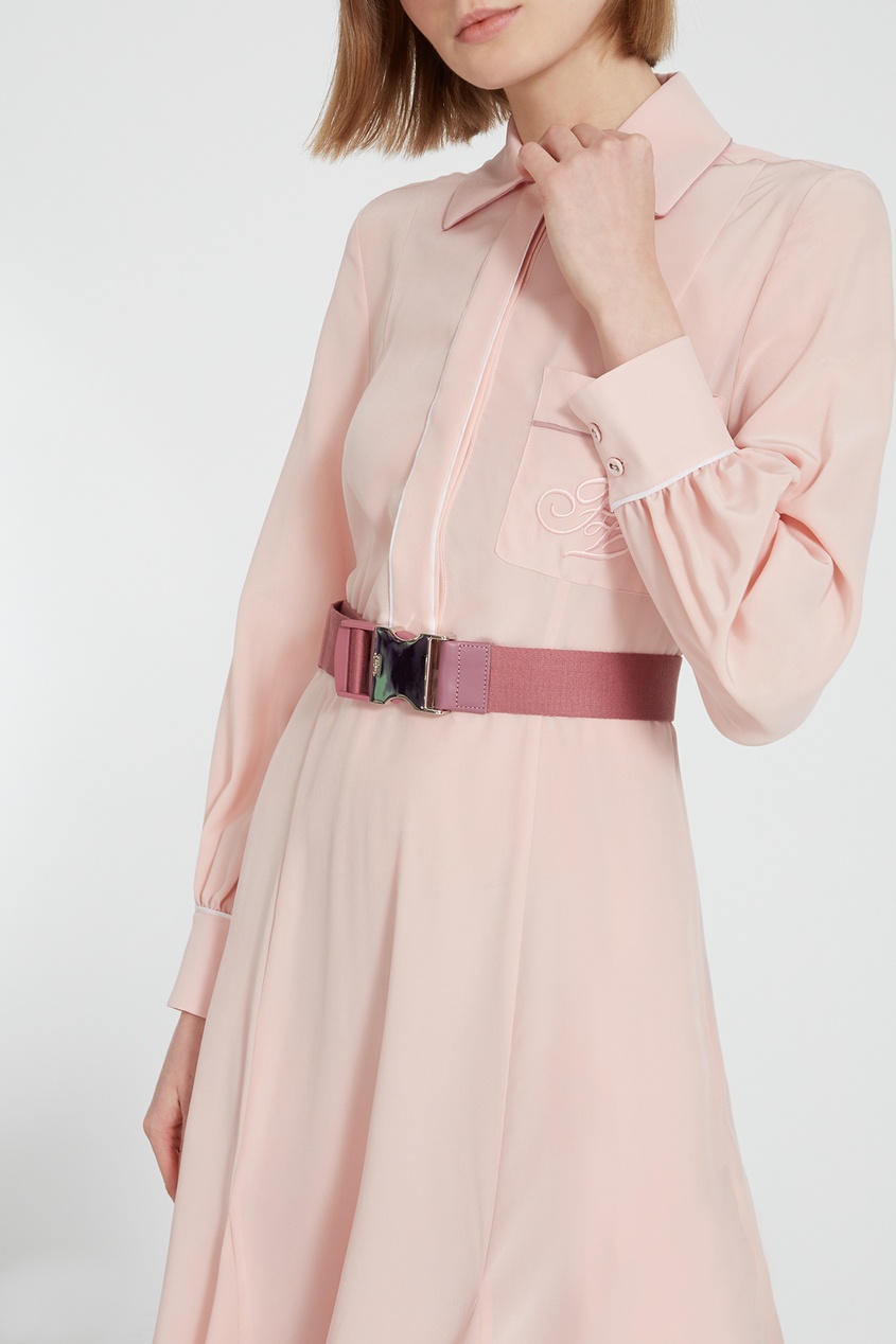 фото Платье-рубашка из розового шелка fendi