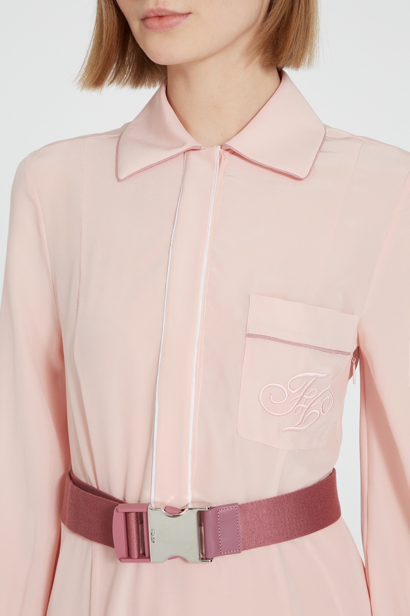фото Платье-рубашка из розового шелка fendi