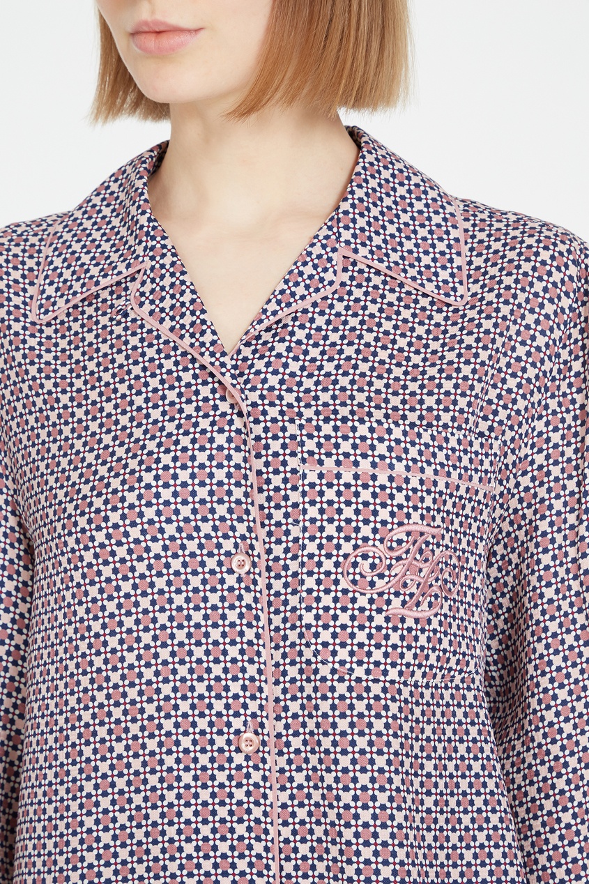 фото Шелковая рубашка с кружевными манжетами fendi
