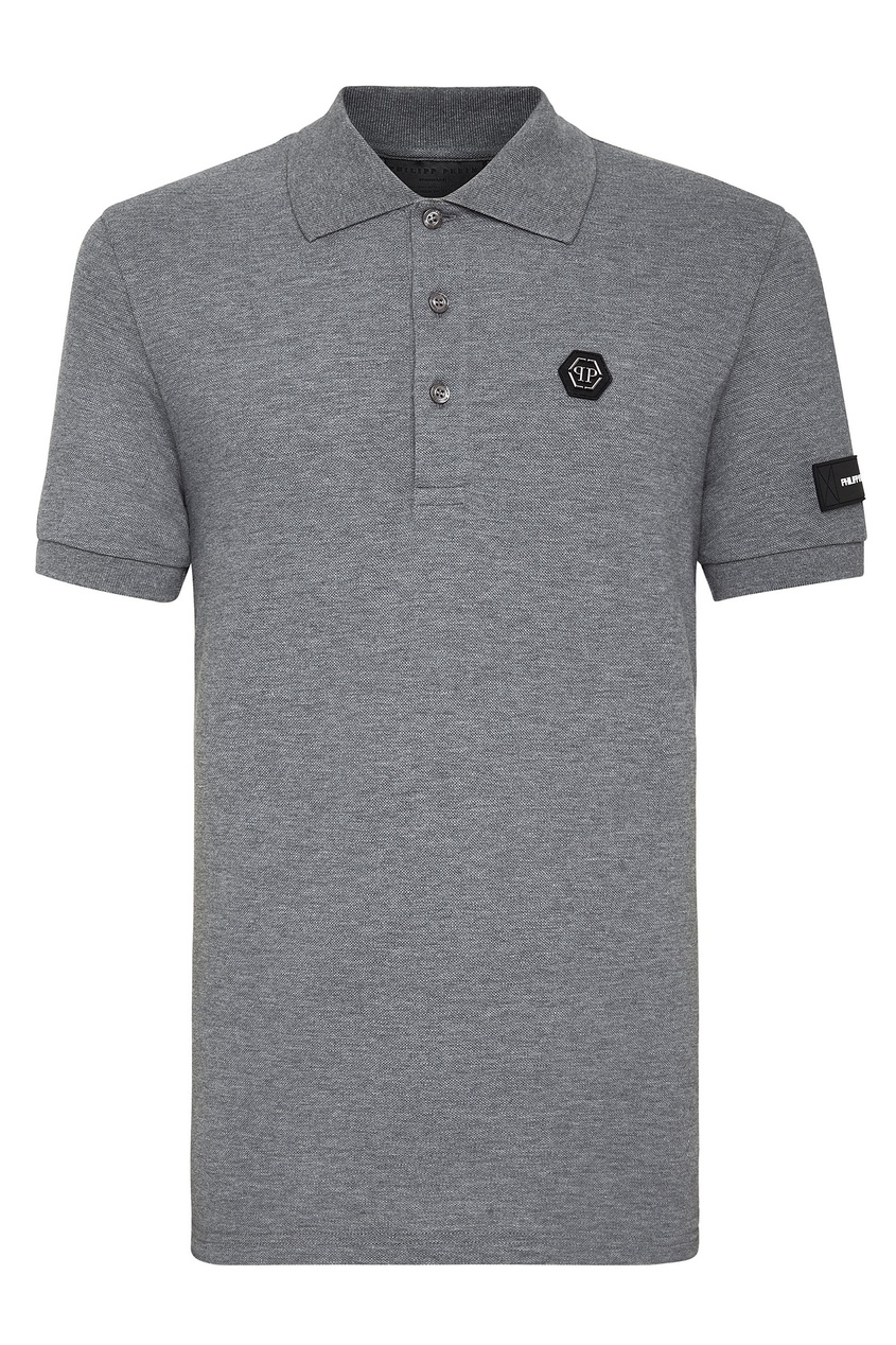 

Серое поло с принтом в виде черепа, Серый