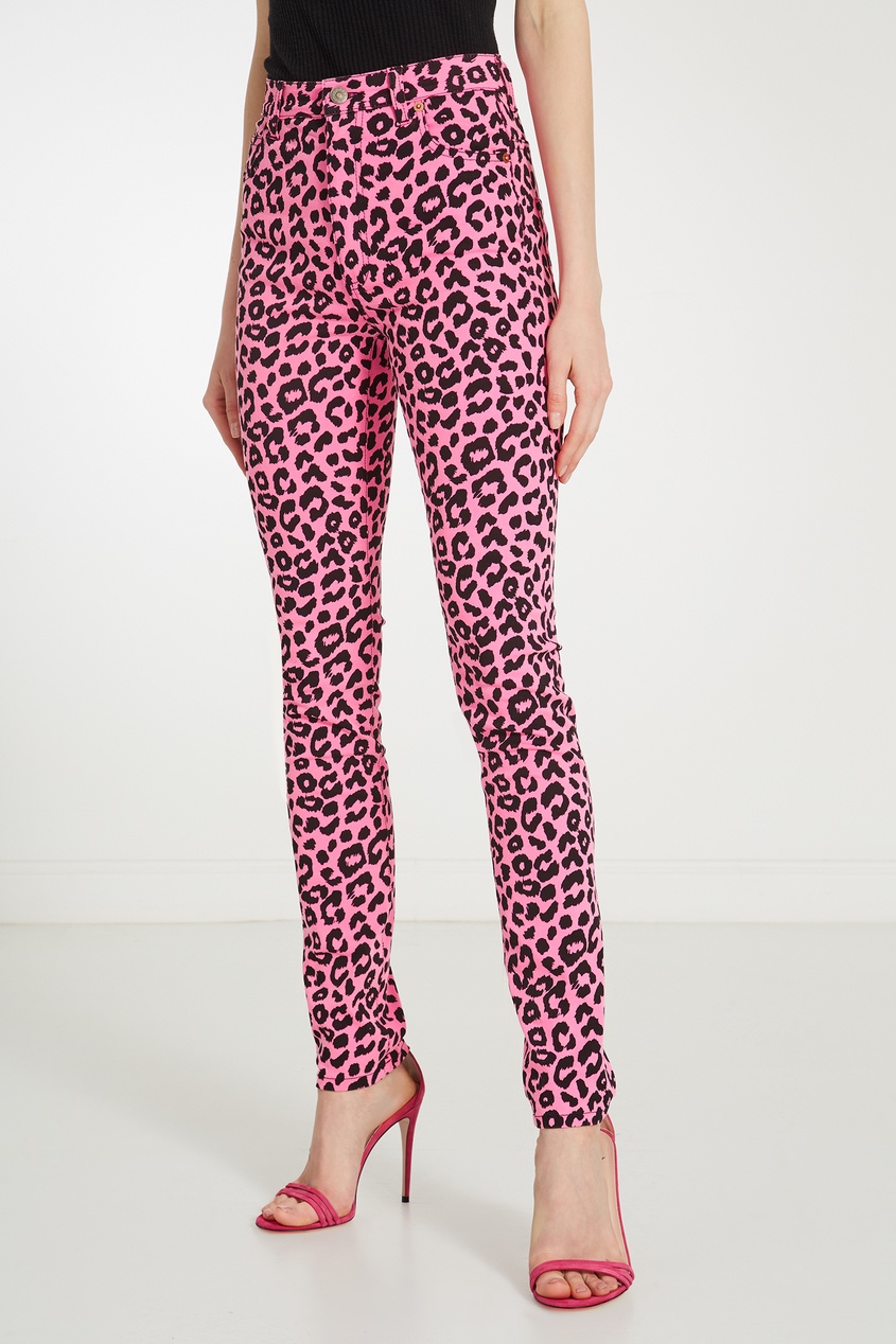фото Розовые джинсы с леопардовым принтом gucci