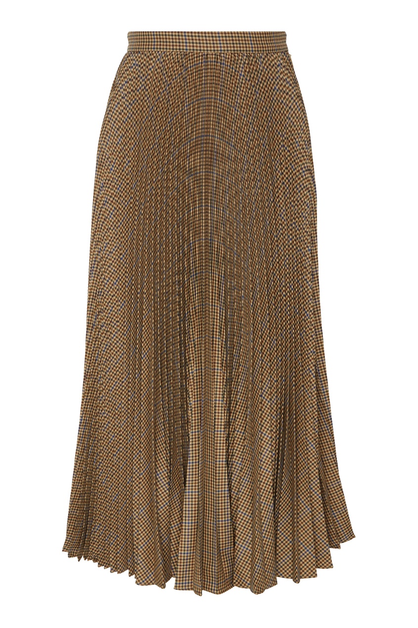 фото Шерстяная коричневая юбка в клетку Gucci