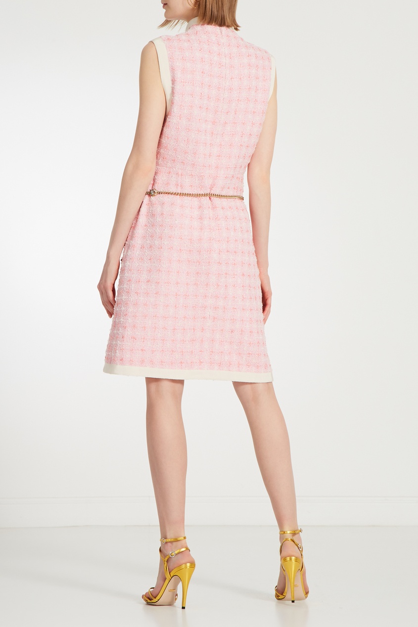 фото Розовое платье с отделкой gucci
