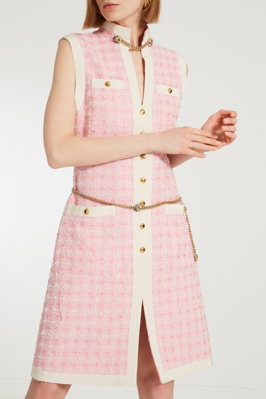 фото Розовое платье с отделкой gucci