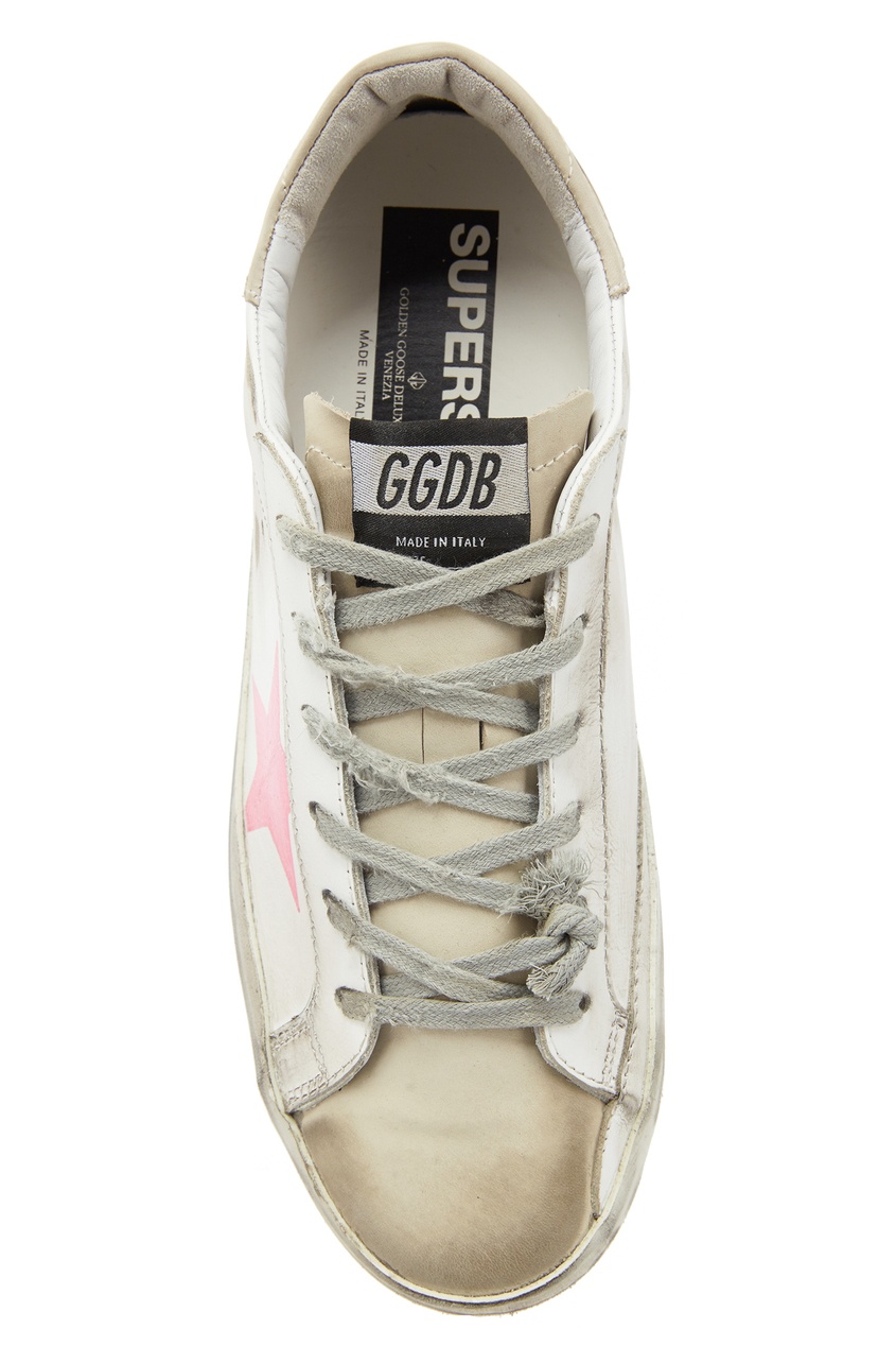 фото Кроссовки superstar с розовыми звездами golden goose deluxe brand