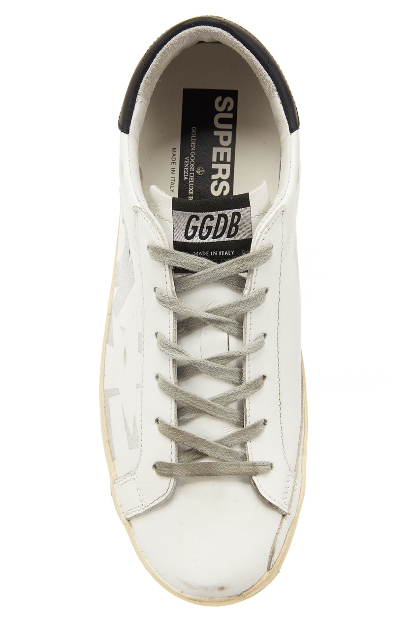 фото Кроссовки superstar с серебристыми надписями golden goose deluxe brand