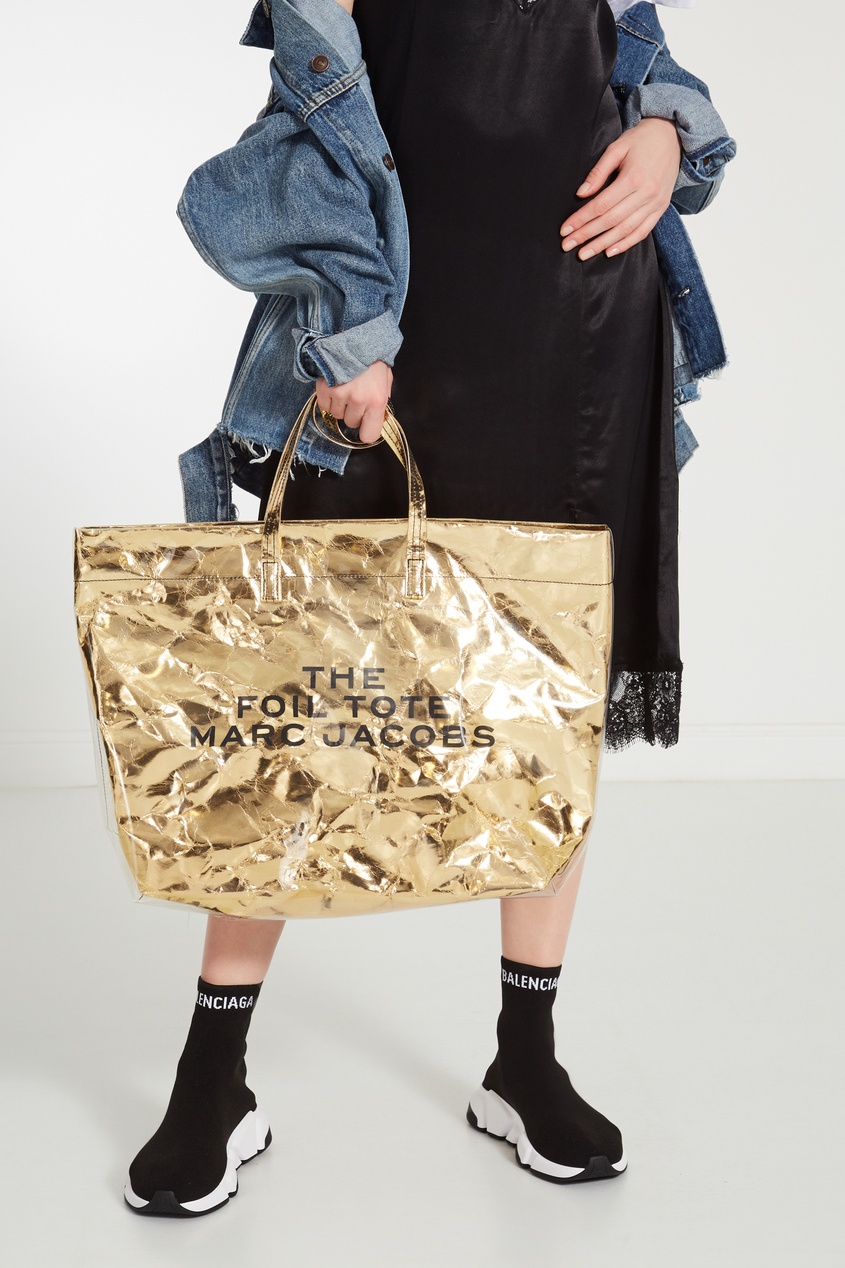 фото Золотистая сумка-шоппер the foil tote marc jacobs (the)