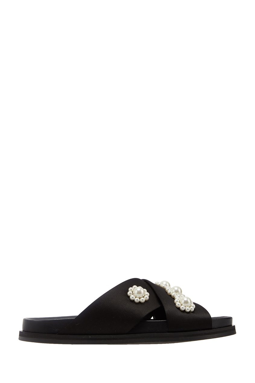 фото Черные атласные пантолеты с декором Simone rocha