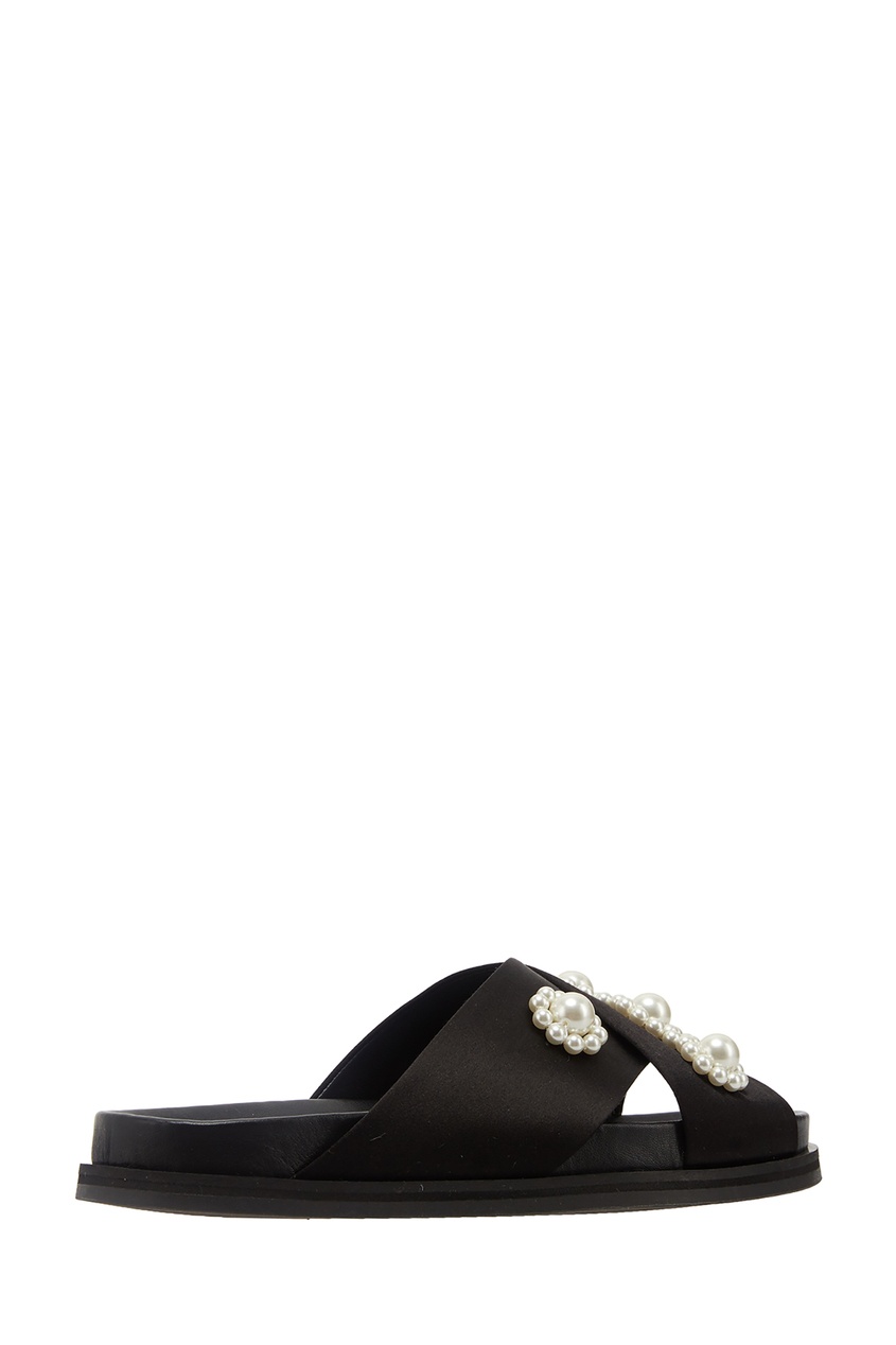 фото Черные атласные пантолеты с декором Simone rocha
