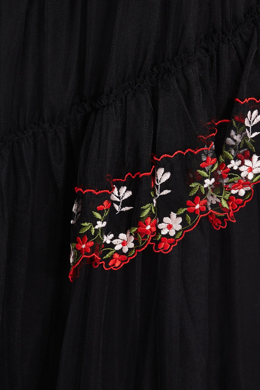 фото Платье с цветочной вышивкой и искусственным жемчугом simone rocha