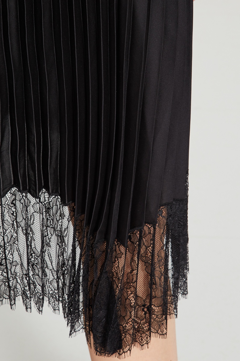 фото Черная плиссированная юбка mo&co