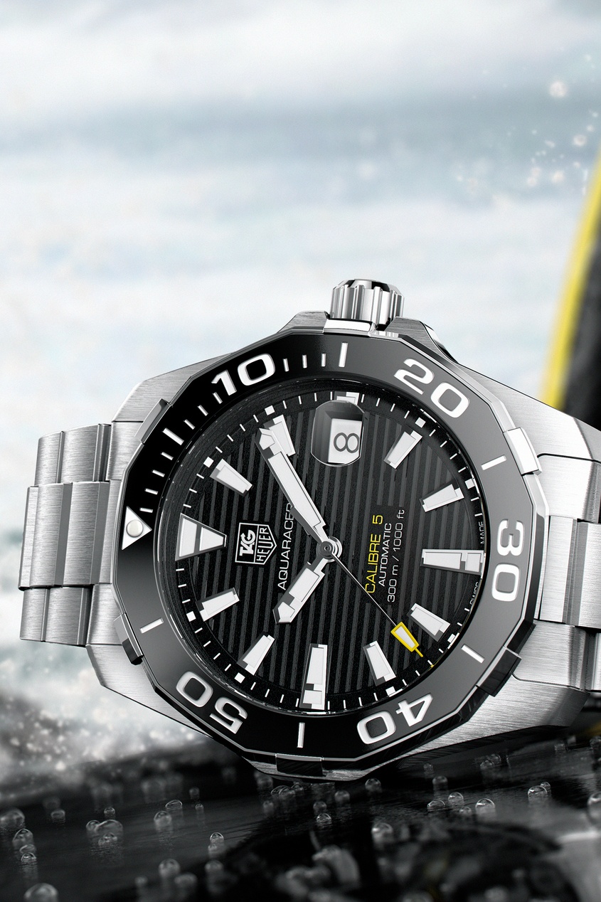 фото Aquaracer автоматические мужские часы с черным циферблатом tag heuer