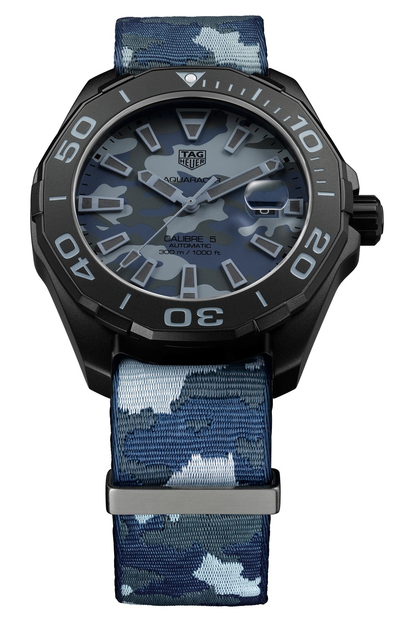 фото AQUARACER Calibre 5 Автоматические мужские часы с камуфляжным ремешком Tag heuer