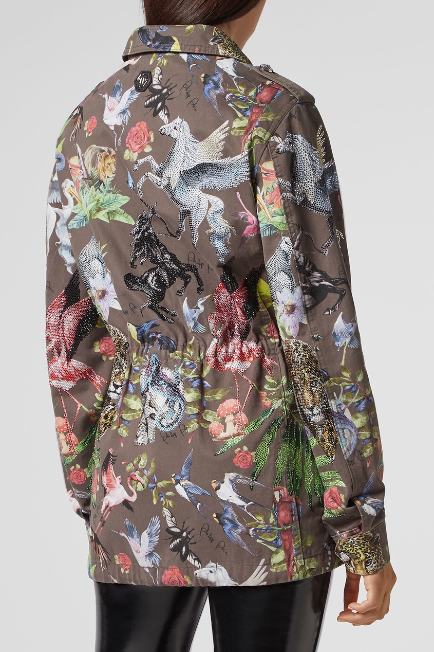 

Куртка с принтом и кристаллами, Multicolor