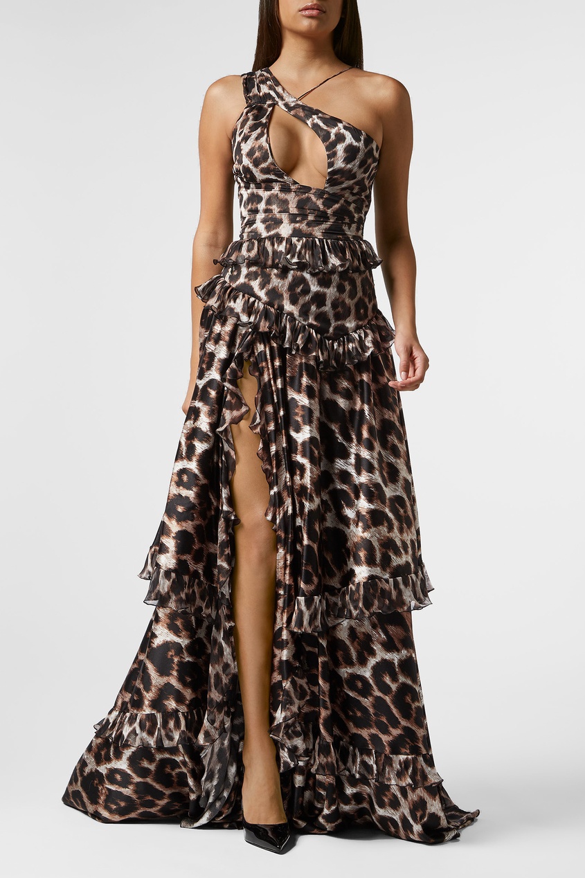 фото Асимметричное платье с леопардовым принтом philipp plein