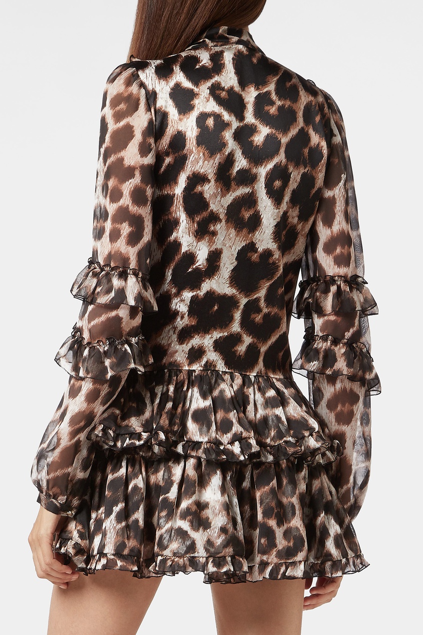 фото Короткое платье с леопардовым принтом philipp plein