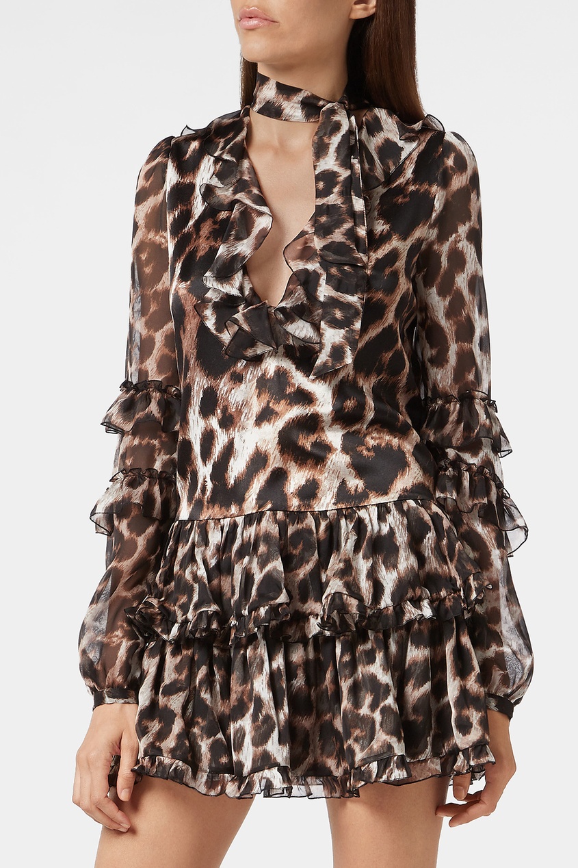 фото Короткое платье с леопардовым принтом philipp plein