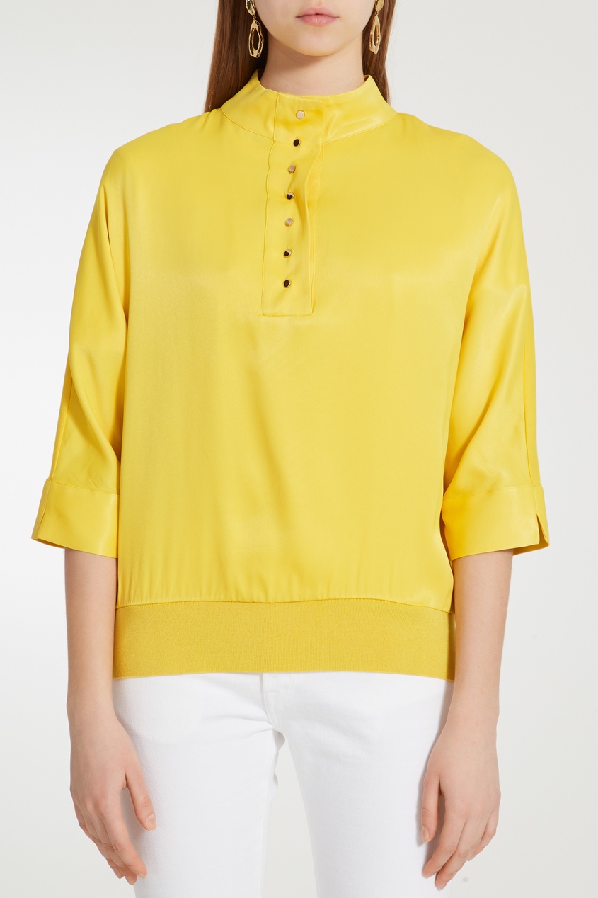 фото Желтая блузка с воротником-стойкой Adolfo dominguez