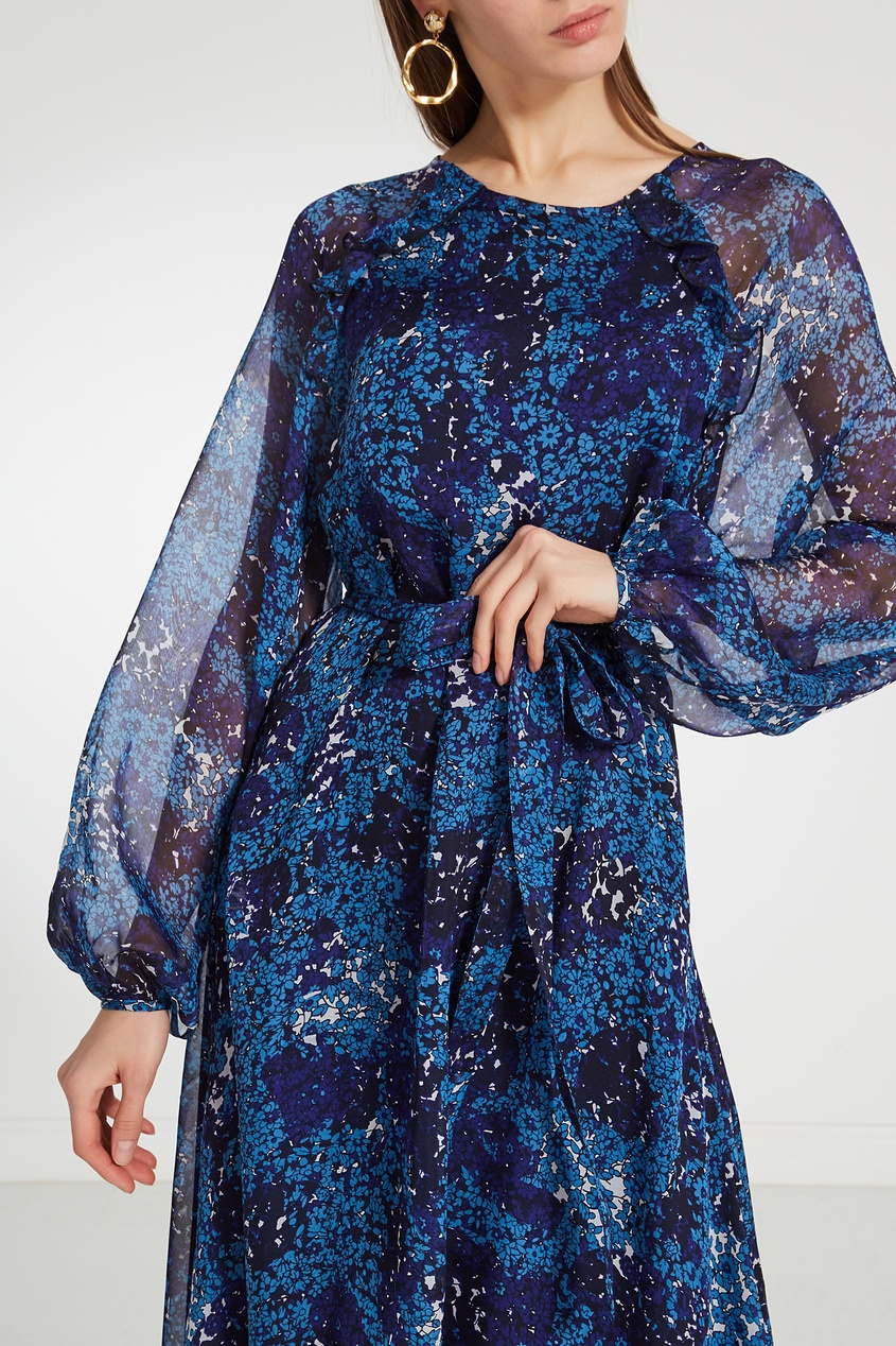 фото Синее платье с мелким цветочным принтом essentiel antwerp