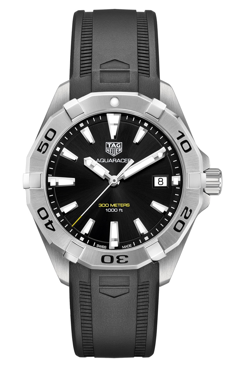 фото Aquaracer кварцевые мужские часы с черным циферблатом tag heuer