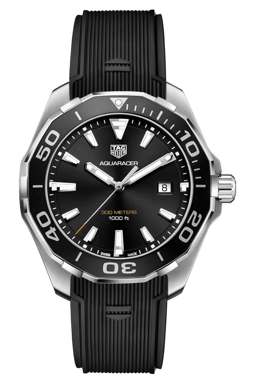 фото Aquaracer кварцевые мужские часы с черным циферблатом tag heuer