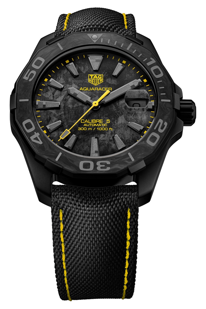 фото Aquaracer calibre 5 автоматические мужские часы с черным циферблатом tag heuer