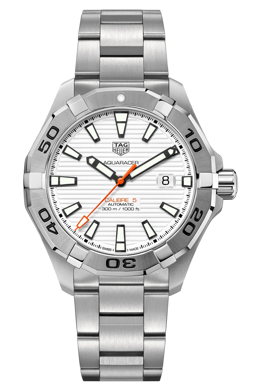 фото Aquaracer calibre 5 автоматические мужские часы с белым циферблатом tag heuer