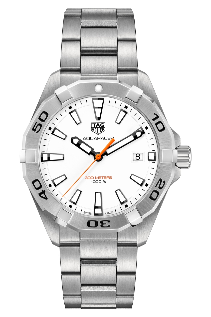 фото Aquaracer кварцевые мужские часы с белым циферблатом tag heuer