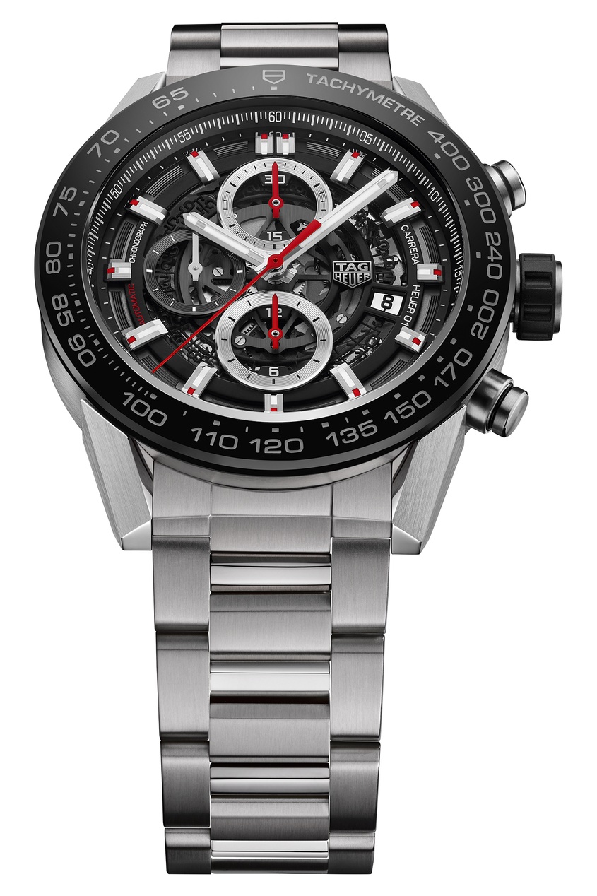 фото Carrera calibre heuer 01 автоматические мужские часы с черным циферблатом tag heuer