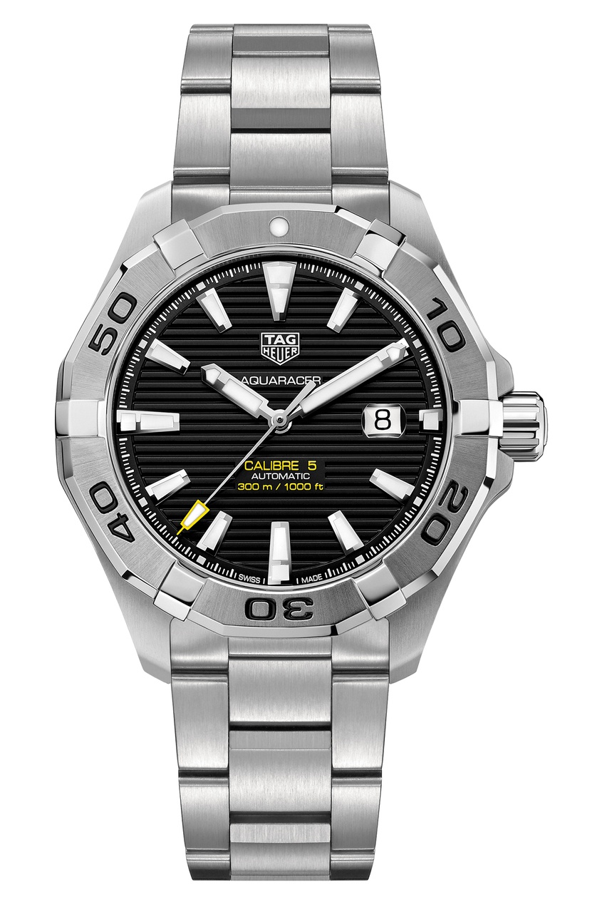 фото Aquaracer calibre 5 автоматические мужские часы с черным циферблатом tag heuer