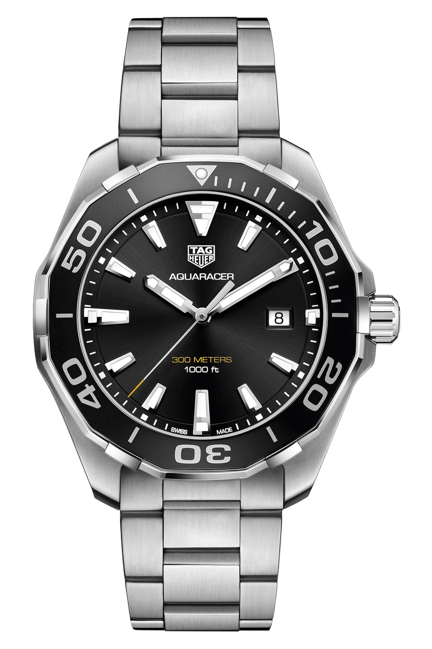 фото Aquaracer кварцевые мужские часы с черным циферблатом tag heuer