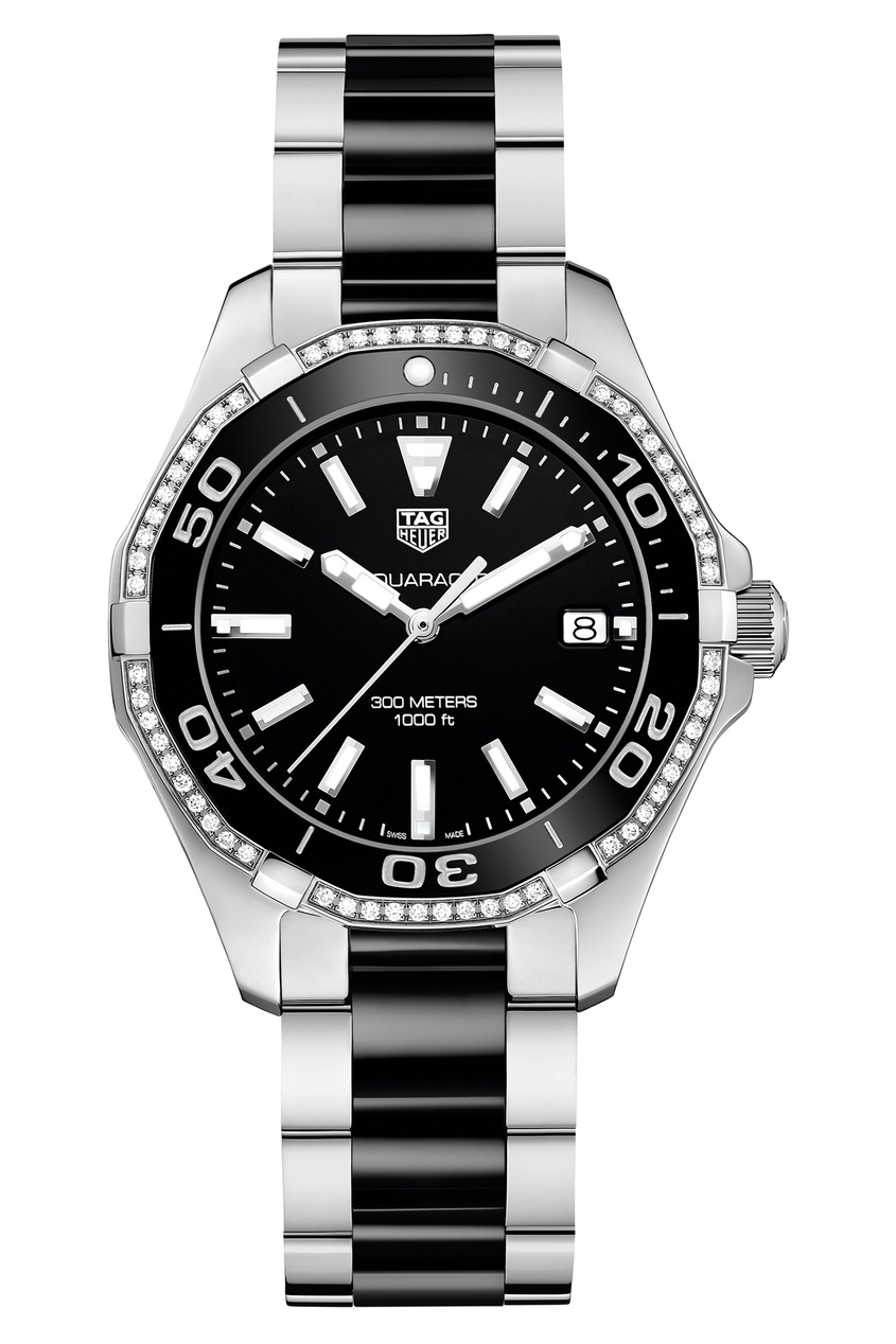 фото Aquaracer кварцевые женские часы с циферблатом черного цвета tag heuer