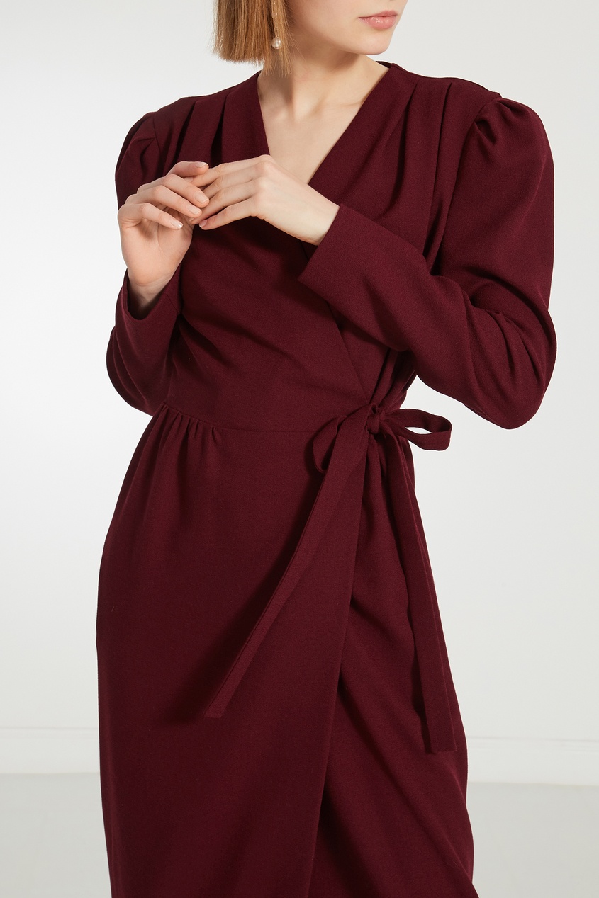фото Шерстяное бордовое платье-миди ulyana sergeenko