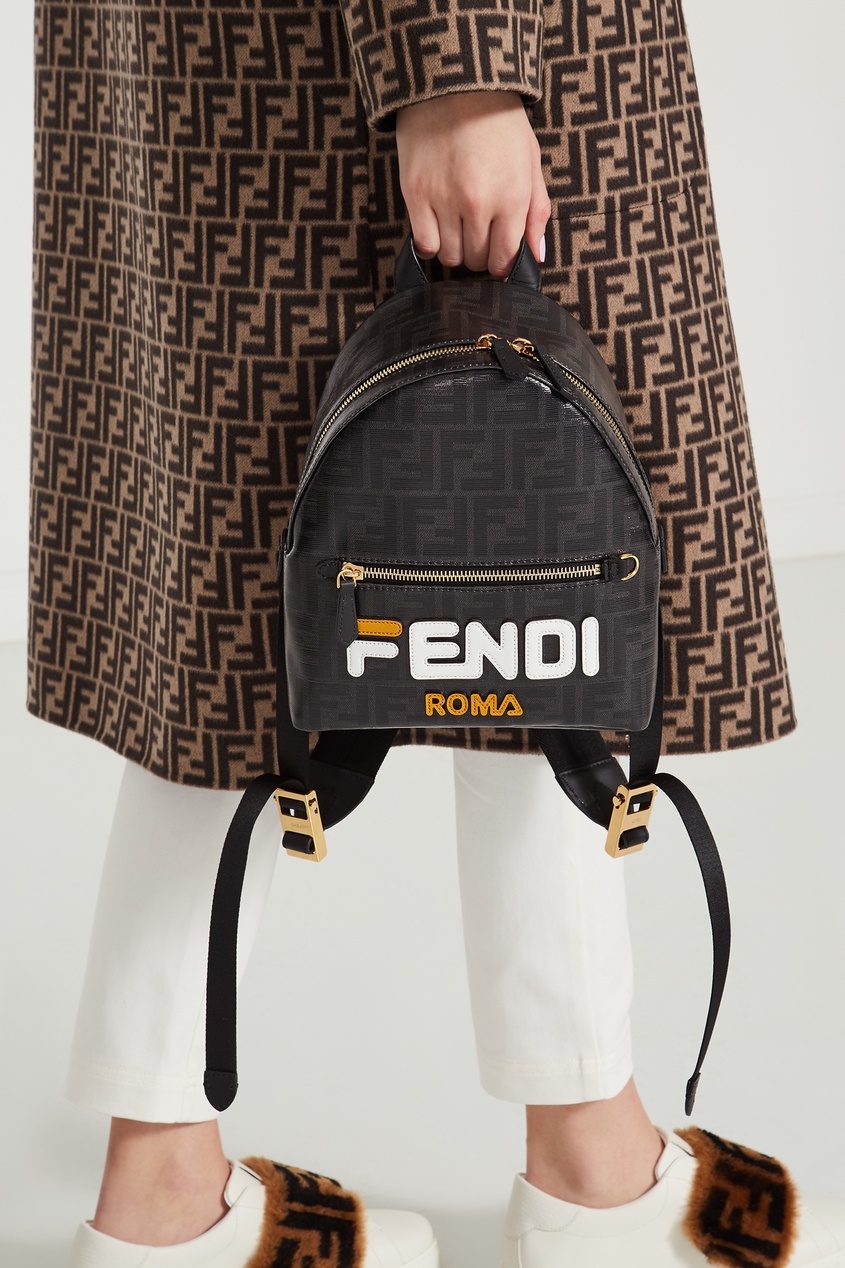 фото Черный мини-рюкзак с монограммами ff fendi