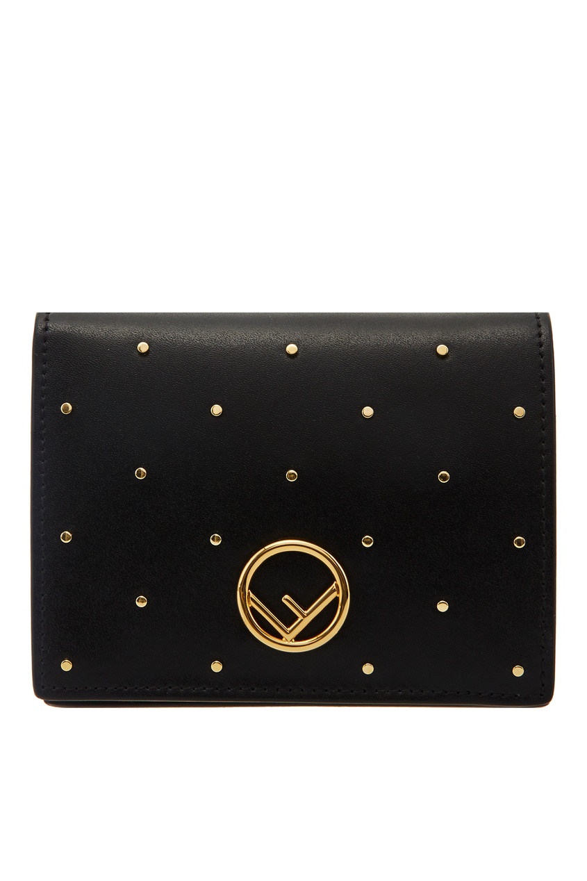 фото Черный складной кошелек с золотистым декором Fendi