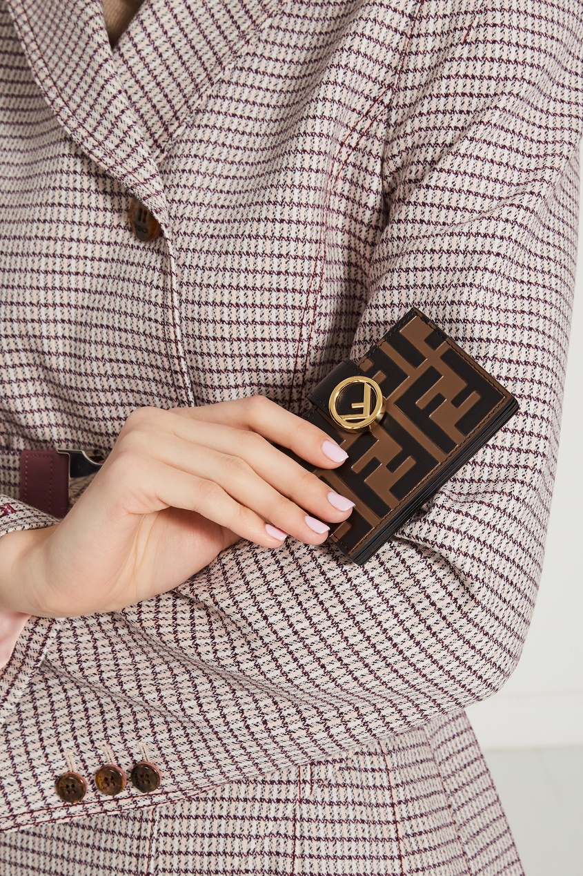 фото Кожаный кошелек с монограммами и логотипом fendi
