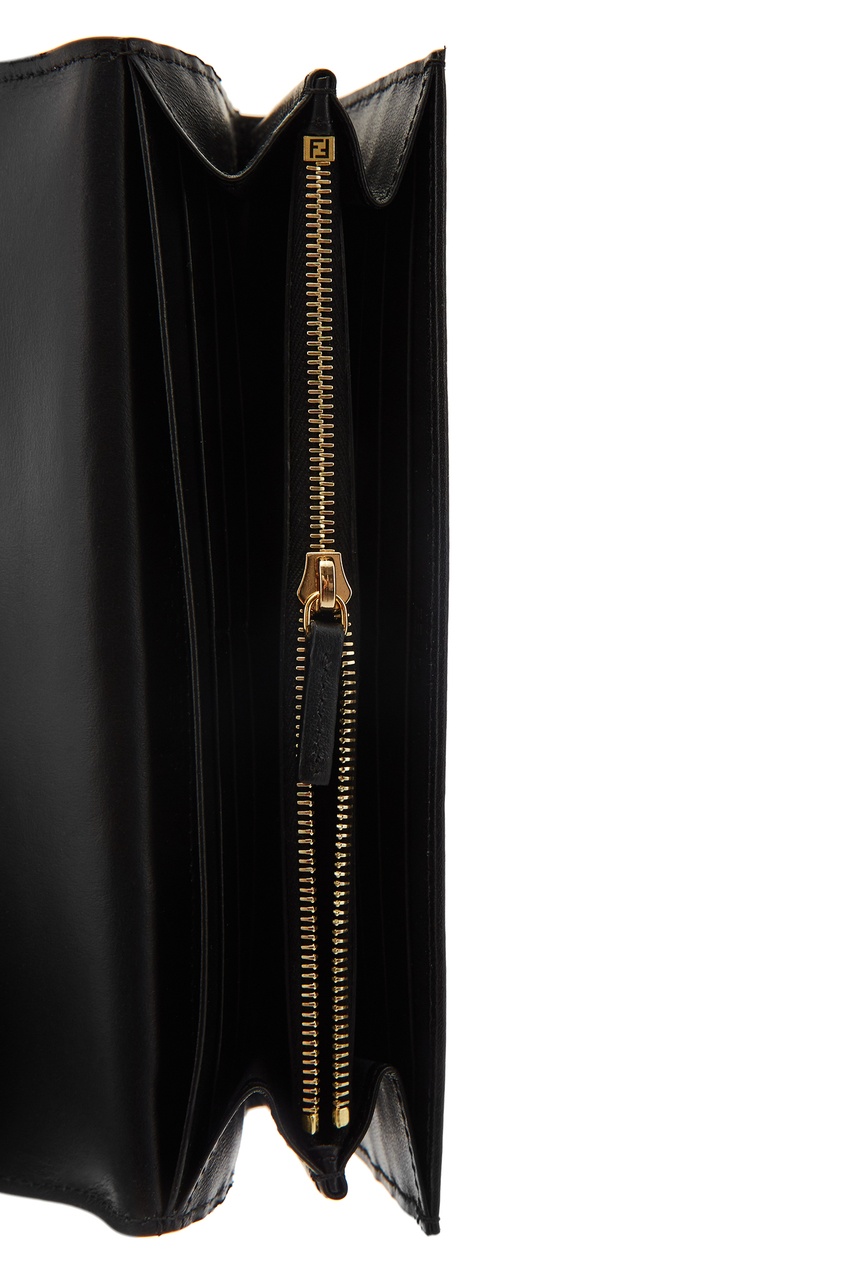 фото Удлиненный черно-коричневый кошелек с монограммами ff fendi