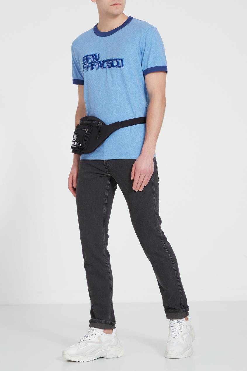 фото Голубая футболка с контрастной окантовкой sandro