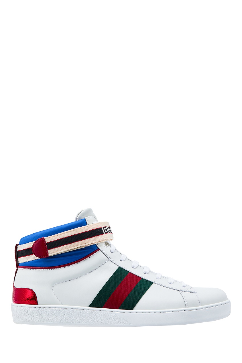 фото Белые высокие кроссовки ace gucci