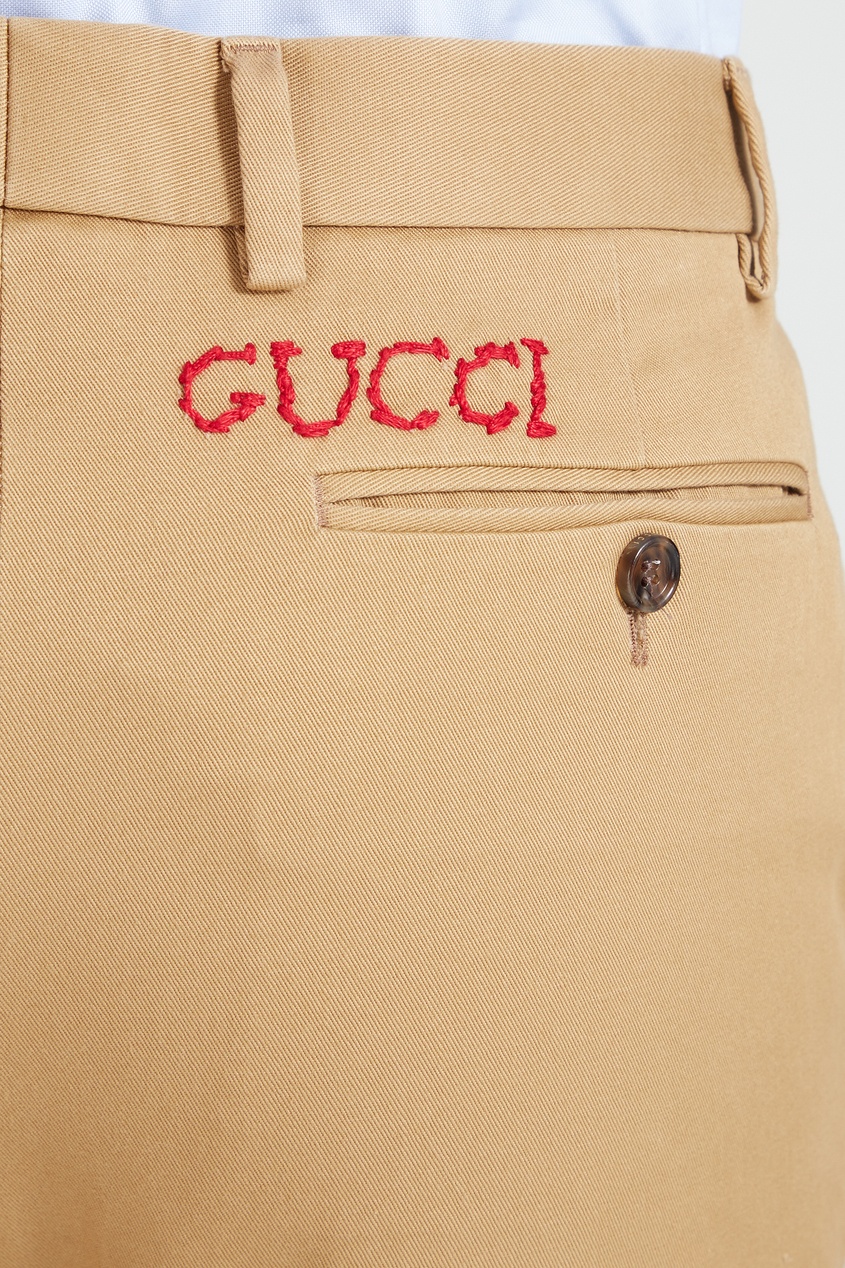 фото Брюки бежевого цвета Gucci man