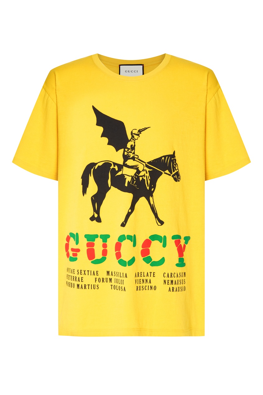 фото Желтая футболка с крылатым жокеем Gucci man