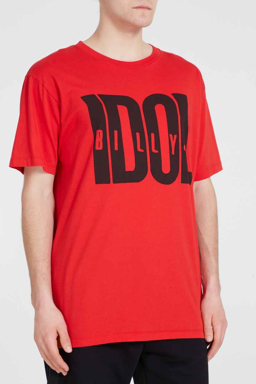 фото Красная футболка оверсайз с принтом Gucci man