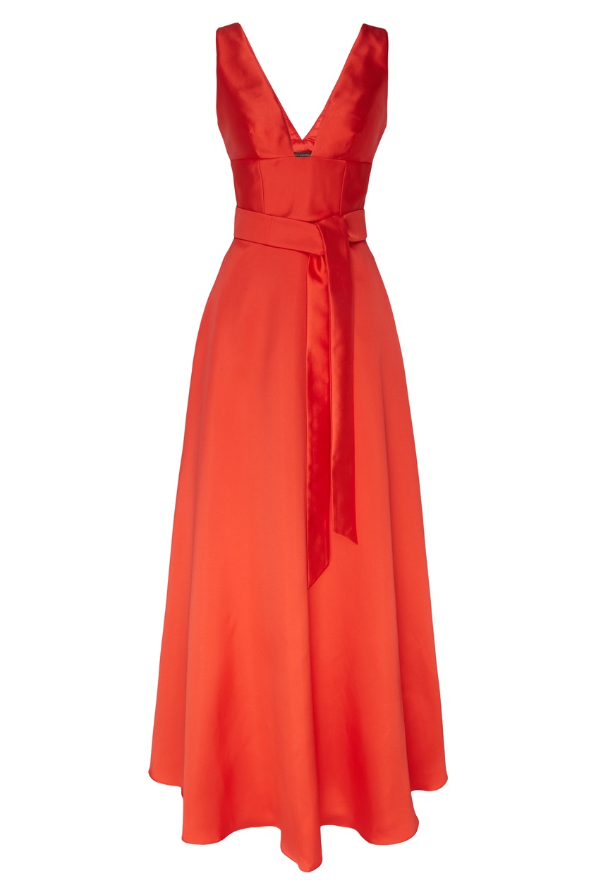 фото Красное платье с поясом adolfo dominguez