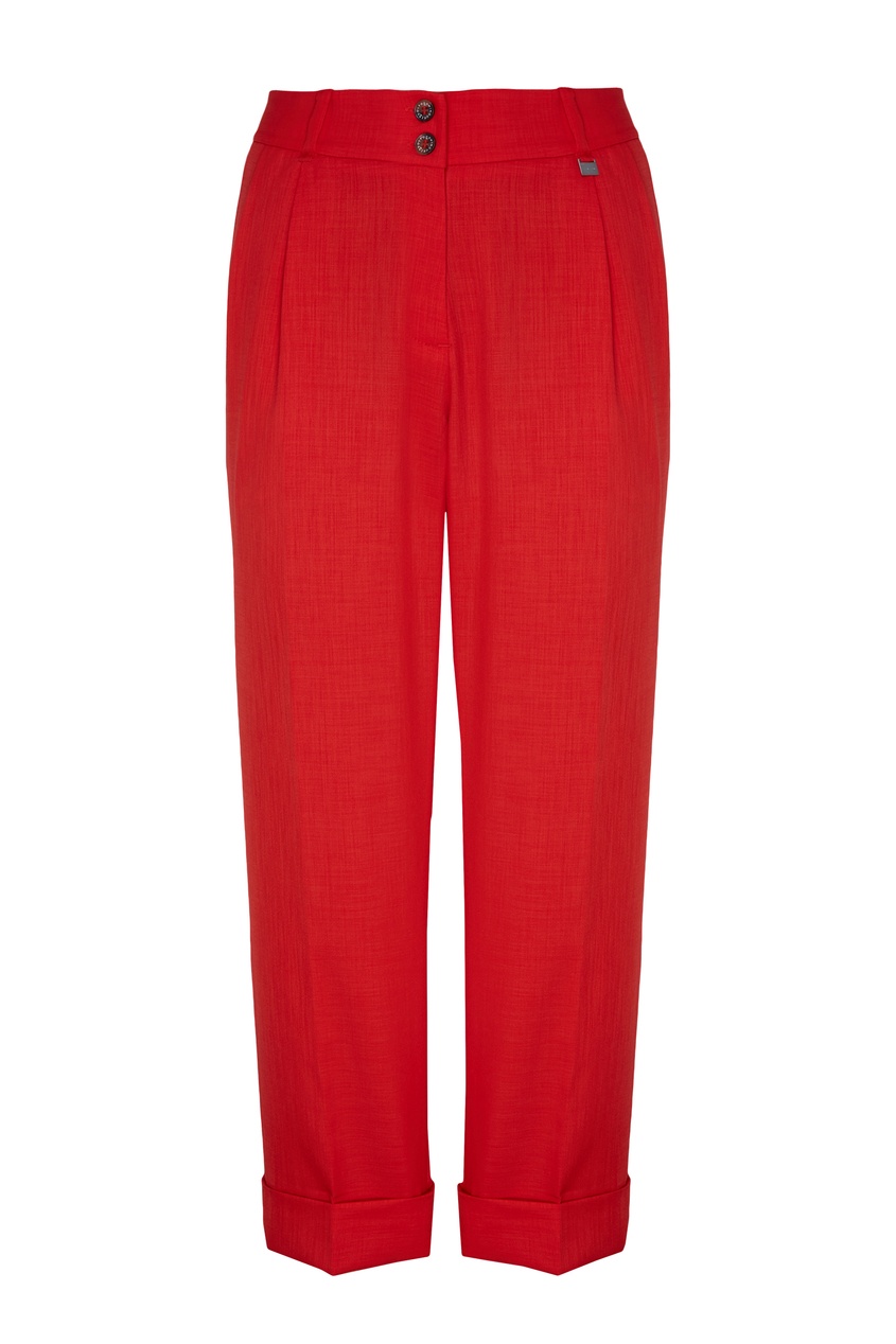 фото Укороченные красные брюки со стрелками adolfo dominguez