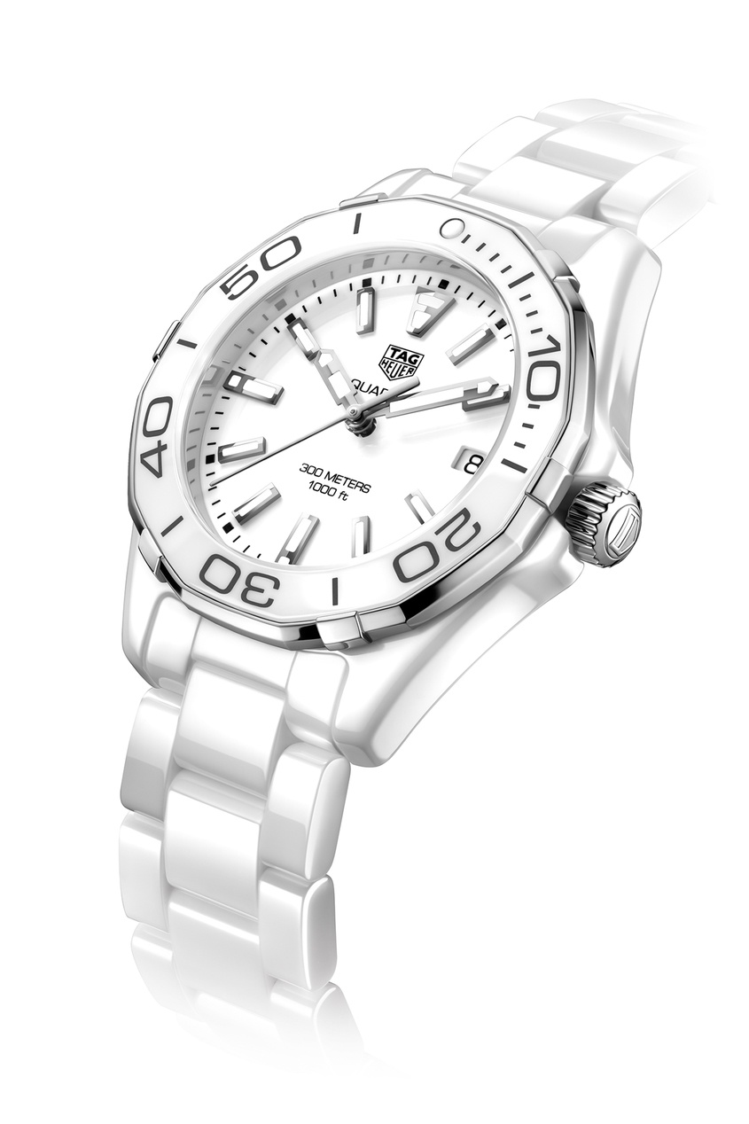фото AQUARACER Кварцевые женские часы с белым циферблатом Tag heuer