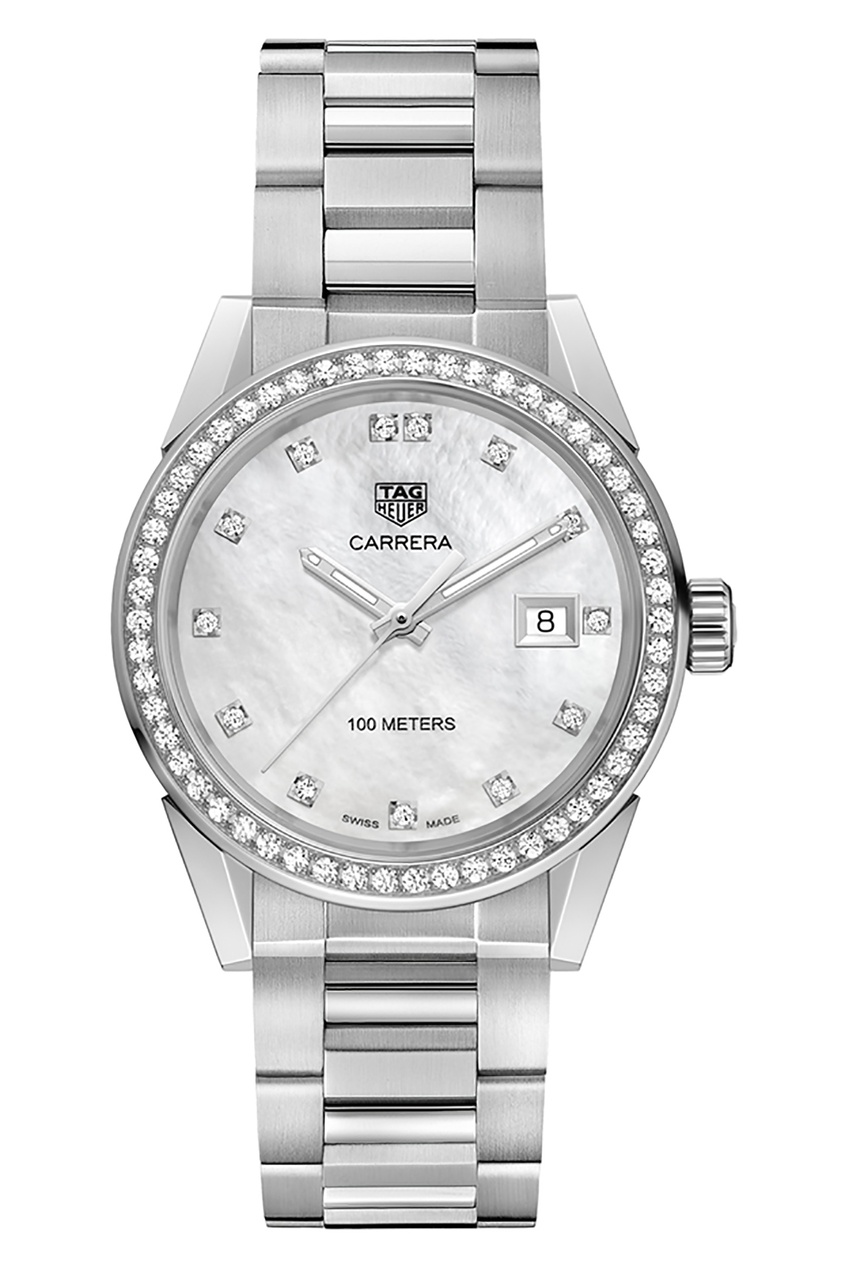 фото CARRERA Кварцевые женские часы с белым перламутровым циферблатом Tag heuer
